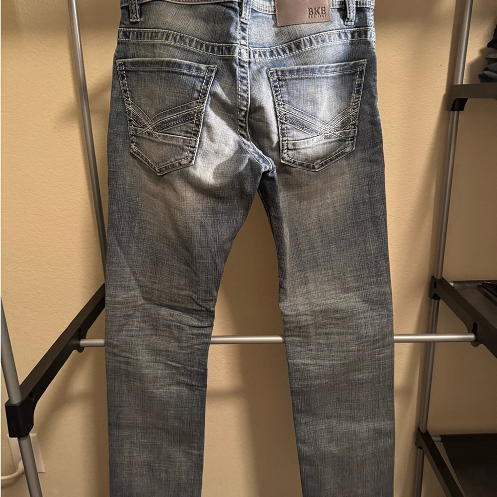 BKE Tyler Skinny Jeans Mens 32x28.5 Medium Wash Distressed Fade Denim NWOT - Picture 3 of 6